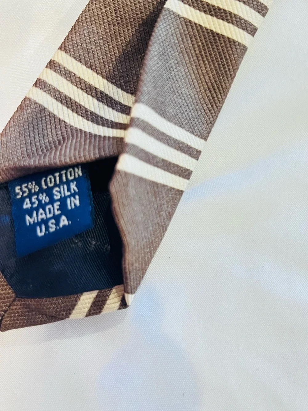 Structure Silk & Cotton Neck  Tie Striped Brown Tan Stripes NWT